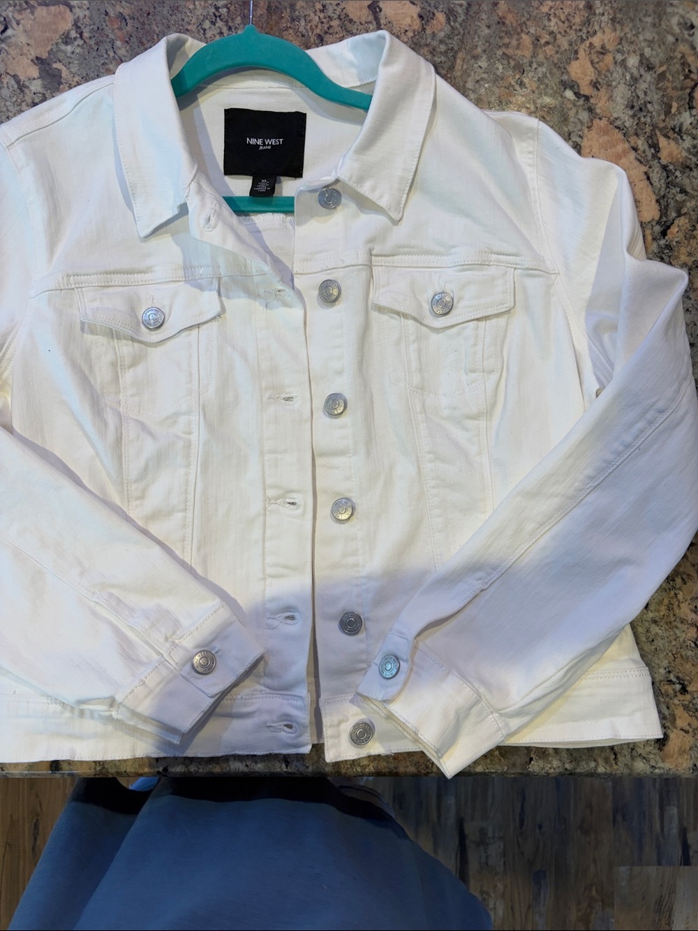 Nine West White Denim Jacket with Button Details